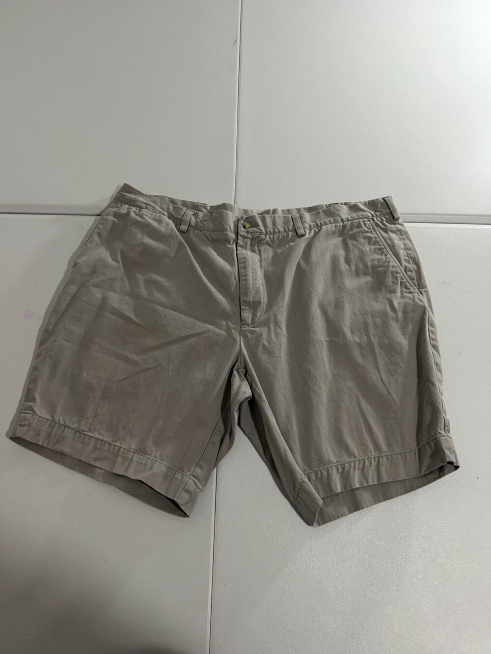 Polo Ralph Lauren Mens Chino Shorts Size 42 Khaki Tan Flat Front Cotton Classic